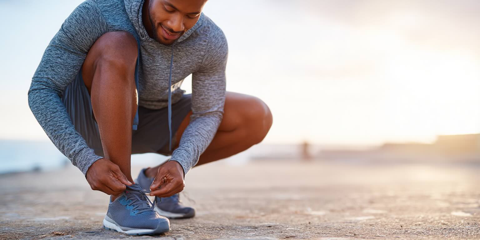 therapy-for-self-sabotage man tying running shoes