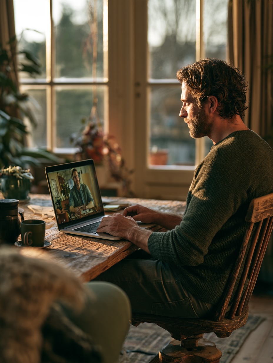 Can It Be Done Online? Client speaking with a therapist online during an intensive trauma therapy session